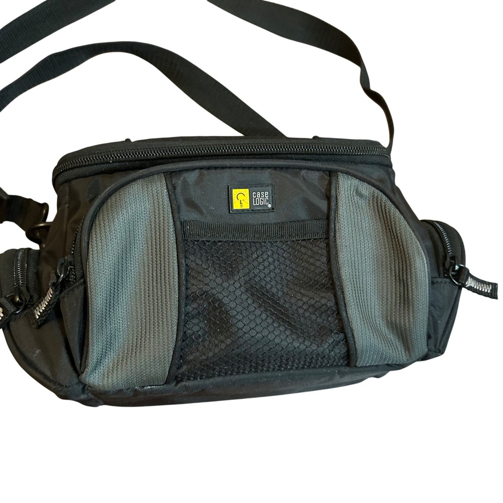 Case Logic Camera Bag Unisex Black Gray Padded Multi Pocket Shoulder Bag